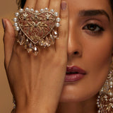 Anne Heart Tan Leather Ring