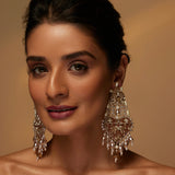 Anne (Heart Tan leather danglers )