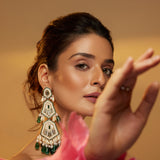 Grace Danglers Ivory with (Emerald crystal)