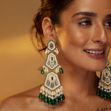 Grace Danglers Ivory with (Emerald crystal)