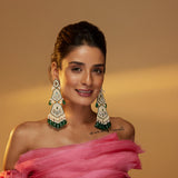 Grace Danglers Ivory with (Emerald crystal)