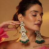 Grace Danglers Ivory with (Emerald crystal)