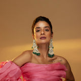Grace Danglers Ivory with (Emerald crystal)