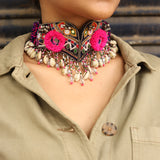 Adah (Kutch mirrorwork choker ) Blue