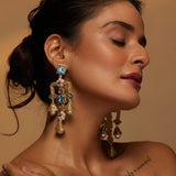 Lustre Gold chandelier danglers (LIGHT blue)