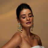 Lustre Gold chandelier danglers (LIGHT blue)