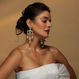 Lustre Gold chandelier danglers (LIGHT blue)