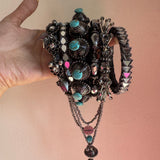 Tribe silver bangle set ( 6 pc stack)