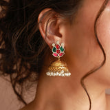 Ruhi gold jhumka (emerald green)
