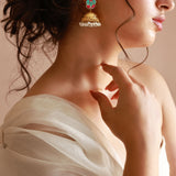 Ruhi gold jhumka (aqua blue)