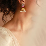 Ruhi gold jhumka (emerald green)