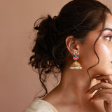 Ruhi gold jhumka (emerald green)