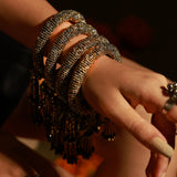 Shakti Beaded Bangles  (set of 2) silver