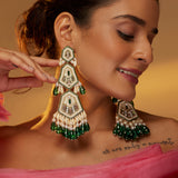 Grace Danglers Ivory with (Emerald crystal)